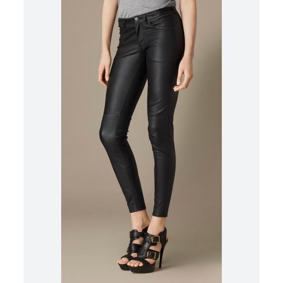 Burberry Brit Westbourne Skinny Ankle Pants Faux Leather Zip Button  5-Pocket 32 - Picture 1 of 16
